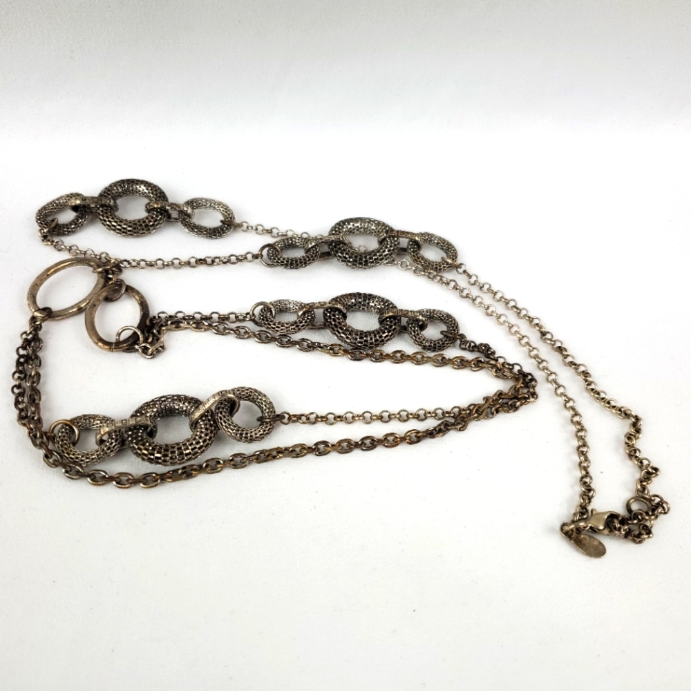 Premier Design Long Double Layer Silver Tone Chain Necklace